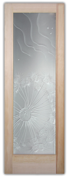 Handcrafted Etched Glass Front Door by Sans Soucie Art Glass with Custom Oceanic Design Called Fan Coral Ripples Creating Private