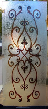 Shower Door with sandblast Frosted Glass Design Art Glass Featuring Sandblast Etched Glass by Sans Soucie