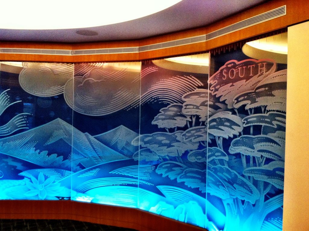 Decorative frosted glass installation project in Children's Hospital of Orange County