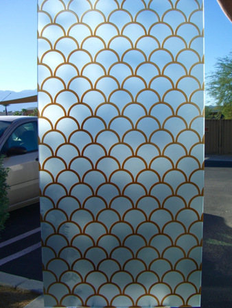 Window with Frosted Glass Patterns Spanish Tiles Design by Sans Soucie