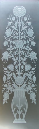 Door Glass Insert with a sandblast Frosted Glass Floral Design Custom-Designed Decorative Etched Glass