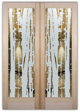 Interior Door with Frosted Glass Trees Aspen Pattern Design by Sans Soucie