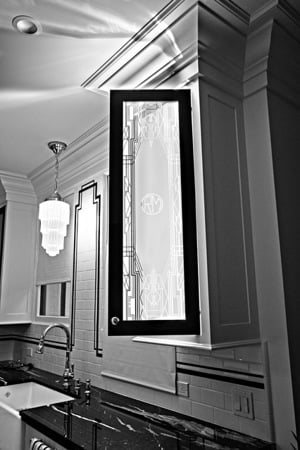 Cabinet Glass with a Frosted Glass Art Deco Art Deco Design for Semi-Private by Sans Soucie Art Glass
