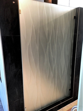 Shower Panel with Frosted Glass Geometric Grooves Design by Sans Soucie