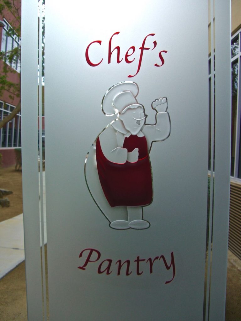 Glass Pantry Door featuring Dimensional 3D Design Happy Chef