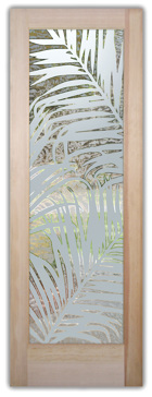 Handmade Sandblasted Frosted Glass Front Door for Semi-Private Featuring a Tropical Design Fern Leaves by Sans Soucie