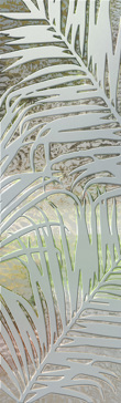 Handmade Sandblasted Frosted Glass Interior Insert for Semi-Private Featuring a Tropical Design Fern Leaves by Sans Soucie