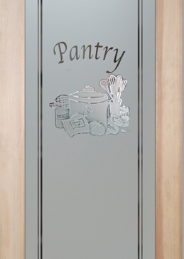 Art Glass Pantry Door Featuring Sandblast Frosted Glass by Sans Soucie for Semi-Private with Country Farmhouse Bakers Delight Design