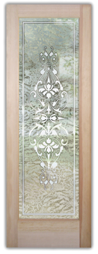 Art Glass Front Door Featuring Sandblast Frosted Glass by Sans Soucie for Semi-Private with Traditional Bordeaux Design