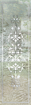 Art Glass Interior Insert Featuring Sandblast Frosted Glass by Sans Soucie for Semi-Private with Traditional Bordeaux Design