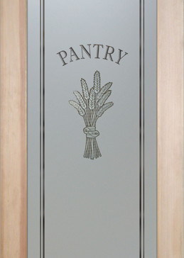 Semi-Private Pantry Door with Sandblast Etched Glass Art by Sans Soucie Featuring Bundled Wheat Petite Country Farmhouse Design