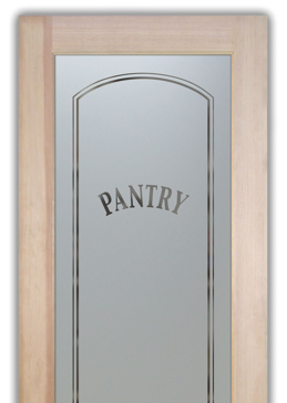 Semi-Private Pantry Door with Sandblast Etched Glass Art by Sans Soucie Featuring Classic Arched Traditional Design