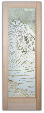 Art Glass Front Door Featuring Sandblast Frosted Glass by Sans Soucie for Semi-Private with Oceanic Curl Design