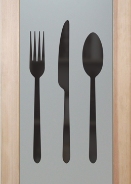 Pantry Door with a Frosted Glass Flatware Country Farmhouse Design for Semi-Private by Sans Soucie Art Glass