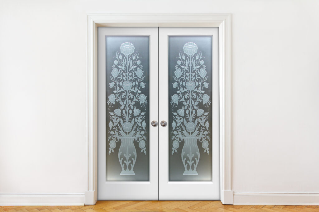 Floral Perch Private 3D Enhanced Frosted Glass Pantry Doors Vintage Decor Sans Soucie Art Glass