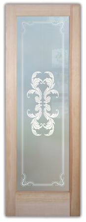Interior Door with a sandblast Frosted Glass Traditional Design Custom-Designed Decorative Etched Glass