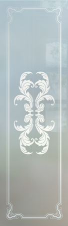 Door Glass Insert with a sandblast Frosted Glass Traditional Design Custom-Designed Decorative Etched Glass