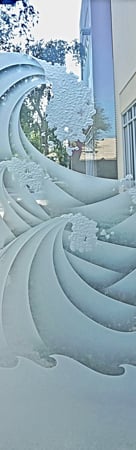Door Glass Insert with a sandblast Frosted Glass Oceanic Design Custom-Designed Decorative Etched Glass