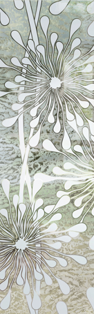 Interior Glass Insert featuring a Frosted Glass Geometric Design Sandblast Etched Glass Maypop Design by Sans Soucie