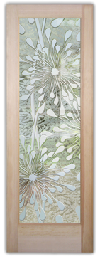 Handmade Sandblasted Frosted Glass Front Door for Semi-Private Featuring a Geometric Design Maypop by Sans Soucie