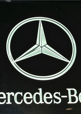 Glass Sign with Frosted Glass Logos Mercedes-Benz (similar look) Design by Sans Soucie