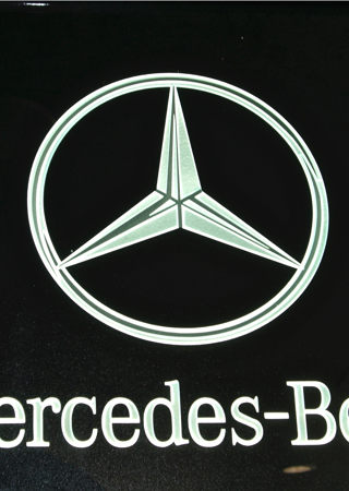 Glass Sign with Frosted Glass Logos Mercedes-Benz (similar look) Design by Sans Soucie