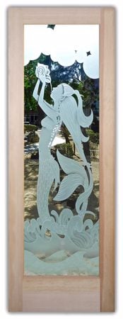 Front Door with Frosted Glass Oceanic Mermaid Design by Sans Soucie