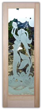 Front Door with Frosted Glass Oceanic Mermaid Design by Sans Soucie
