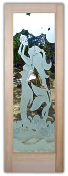Interior Door with Frosted Glass Oceanic Mermaid Design by Sans Soucie