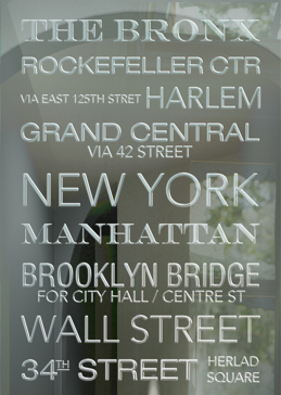 Theme Room Insert with a Frosted Glass NYC Sayings Design for Not Private by Sans Soucie Art Glass