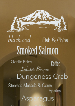 Not Private Theme Room Insert with Sandblast Etched Glass Art by Sans Soucie Featuring Pacific Northwest Sayings Design