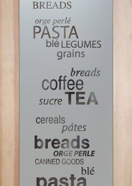 Pantry Door with Frosted Glass Sayings Pantry Goods a Design by Sans Soucie