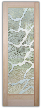 Handmade Sandblasted Frosted Glass Front Door for Semi-Private Featuring a Abstract Design Rivulet by Sans Soucie