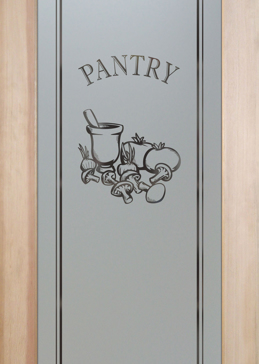 Semi-Private Pantry Door with Sandblast Etched Glass Art by Sans Soucie Featuring Stone Mill Country Farmhouse Design