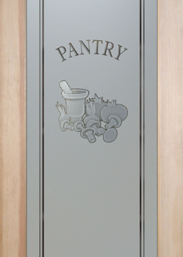 Semi-Private Pantry Door with Sandblast Etched Glass Art by Sans Soucie Featuring Stone Mill Country Farmhouse Design