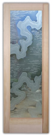 Interior Door with a Frosted Glass Streams Abstract Design for Semi-Private by Sans Soucie Art Glass