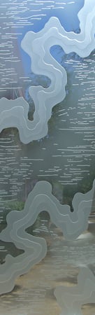 Door Glass Insert with a Frosted Glass Streams Abstract Design for Semi-Private by Sans Soucie Art Glass