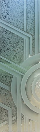 Door Glass Insert with a Frosted Glass Sun Odyssey XII Geometric Design for Semi-Private by Sans Soucie Art Glass
