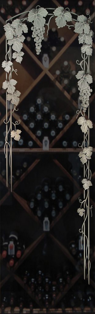 Wine cellar door glass insert