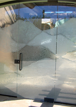 All Glass Gate with Frosted Glass Abstract Abstract Hills Design by Sans Soucie