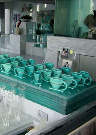 Glass Counter with sandblast Frosted Glass Design Art Glass Featuring Sandblast Etched Glass by Sans Soucie