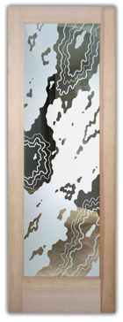 Art Glass Front Door Featuring Sandblast Frosted Glass by Sans Soucie for Semi-Private with Abstract Amoeba Design