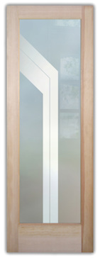 Entry Door with Frosted Glass Geometric Angled Bands Design by Sans Soucie