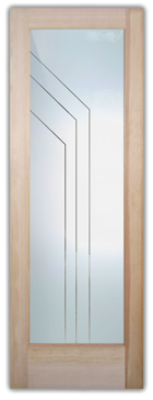 Front Door with Frosted Glass Geometric Angled Bands Design by Sans Soucie
