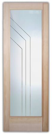 Front Door with Frosted Glass Geometric Angled Bands Design by Sans Soucie