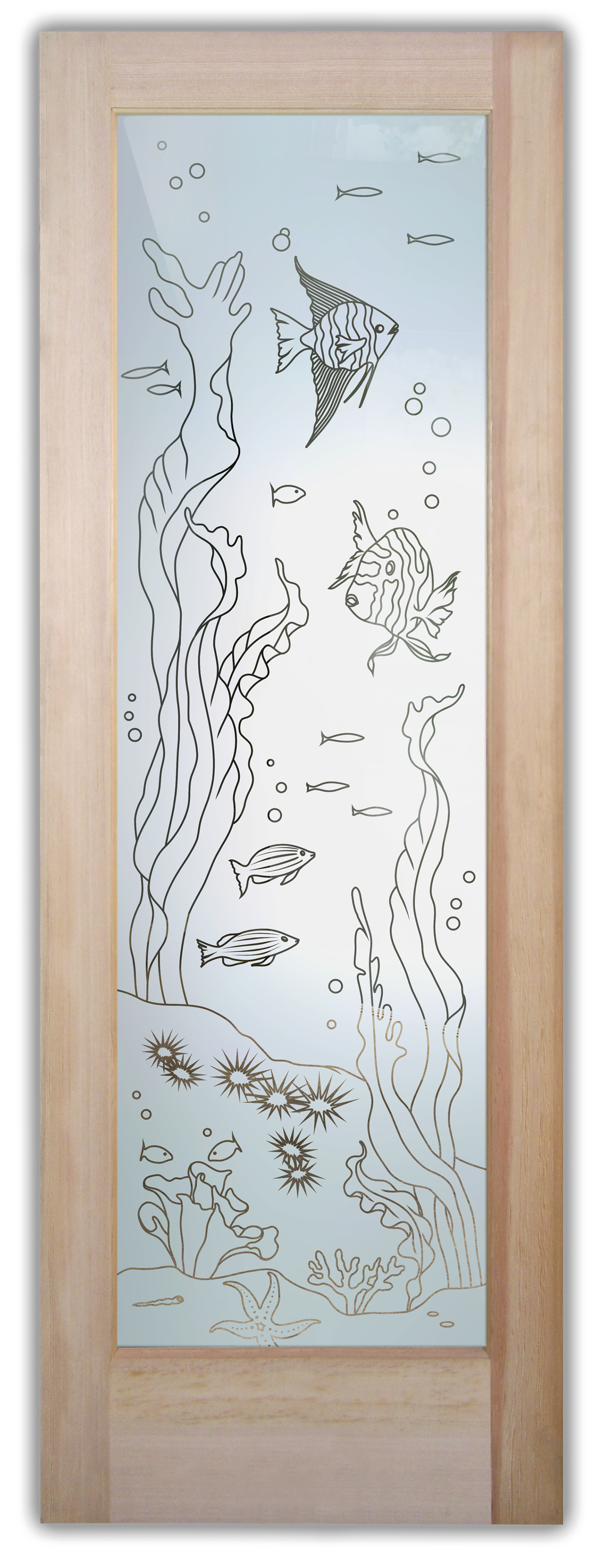 Frosted Sandblasted Glass 1D Design: Aquarium Fish 1D Pinstripe - MORE Private