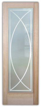 Private Front Door with Sandblast Etched Glass Art by Sans Soucie Featuring Arcs Geometric Design