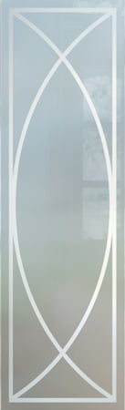 Door Glass Insert showcasing a Frosted Glass Geometric Design with Sandblast Etched Glass Art by Sans Soucie Arcs Design