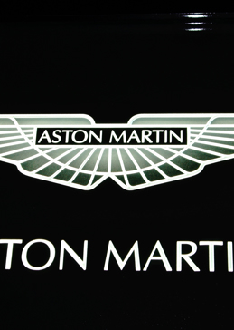 Art Glass Glass Sign Featuring Sandblast Frosted Glass by Sans Soucie for Semi-Private with Logos Aston Martin (similar look) Design