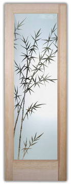 Front Door with a Frosted Glass Bamboo Forest Asian Design for Semi-Private by Sans Soucie Art Glass